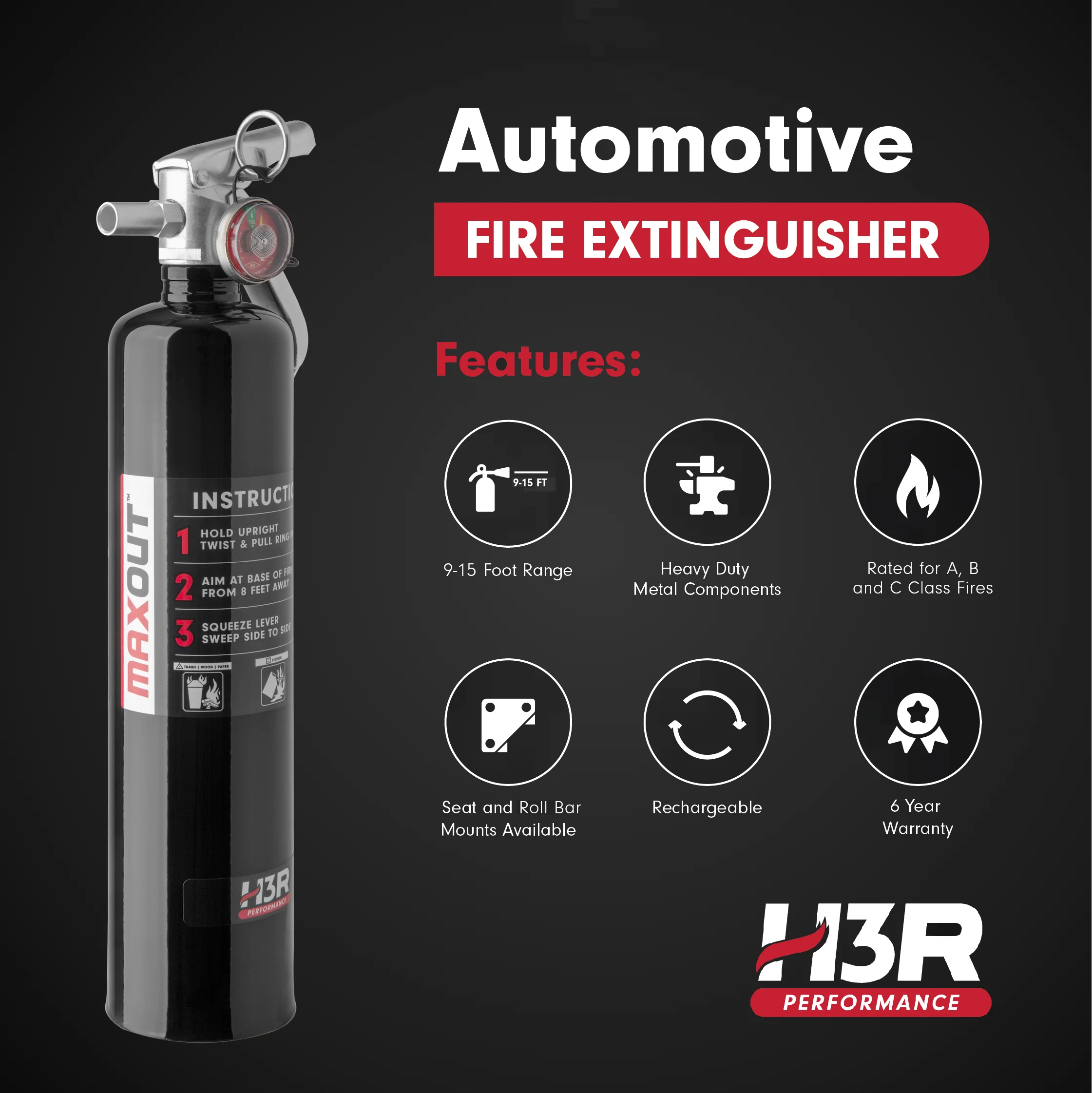 MaxOut Dry Chemical Car Fire Extinguisher - 2.5 lb. - Image 6