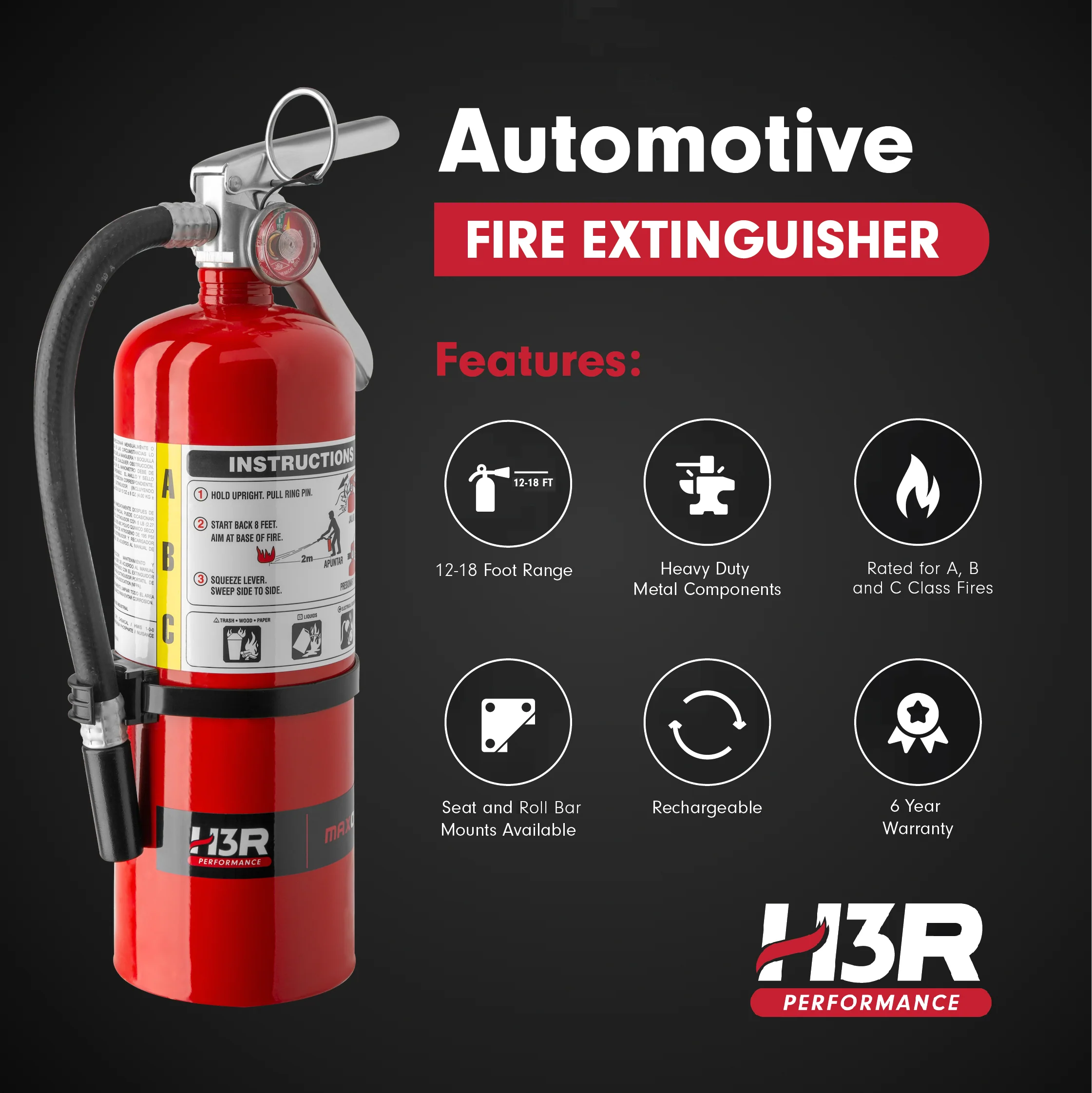 MaxOut Dry Chemical Car Fire Extinguisher - 5.0 lb. - Image 6